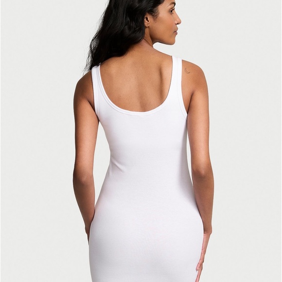 NWT Victoria's Secret White Cotton Rib Tank Slip Dress Sz Medium - Picture 2 of 9